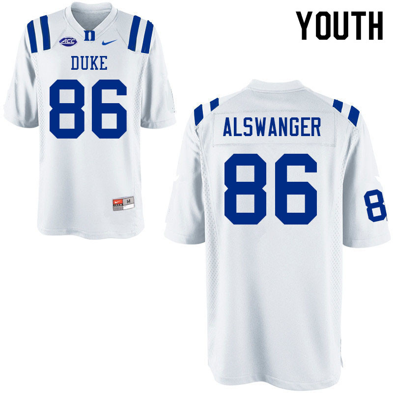 Youth #86 Matt Alswanger Duke Blue Devils College Football Jerseys Sale-White - Click Image to Close